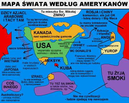 mapa świata według Amerykanów
