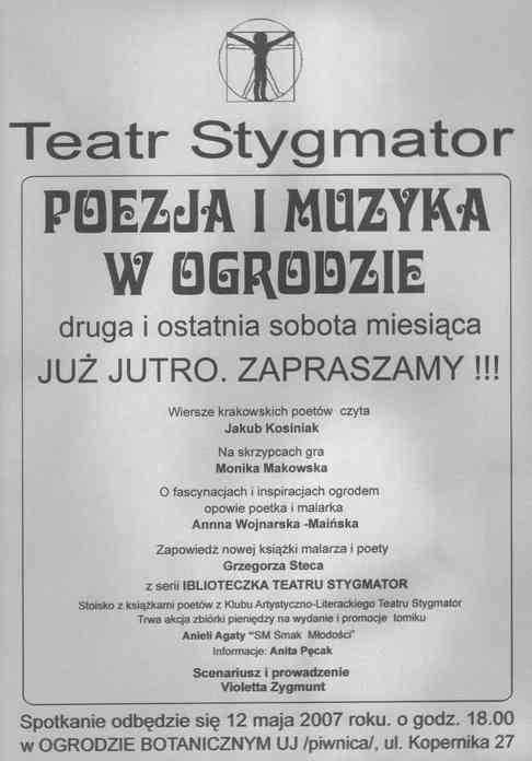 Teatr Stygmator. Poezja i muzyka w Ogrodzie - plakat